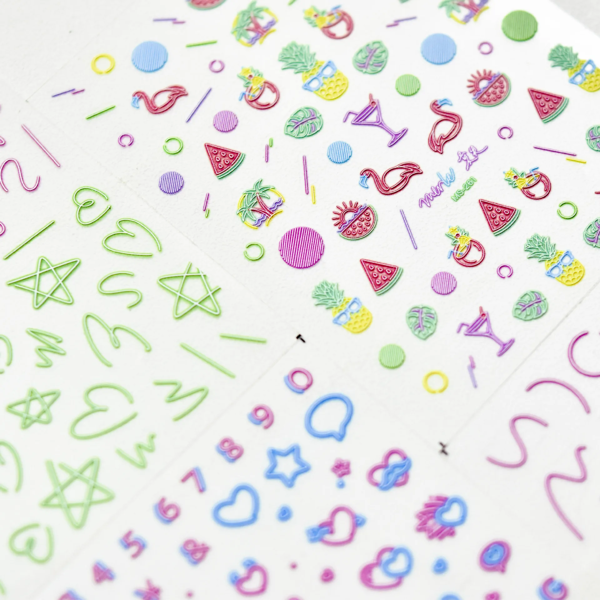 

Letter Cute Nail Art Sticker Fruit Star 5D Decals Cartoon Decoration Embossed Self-Adhesive Nail Design DIY Manicure Accessories