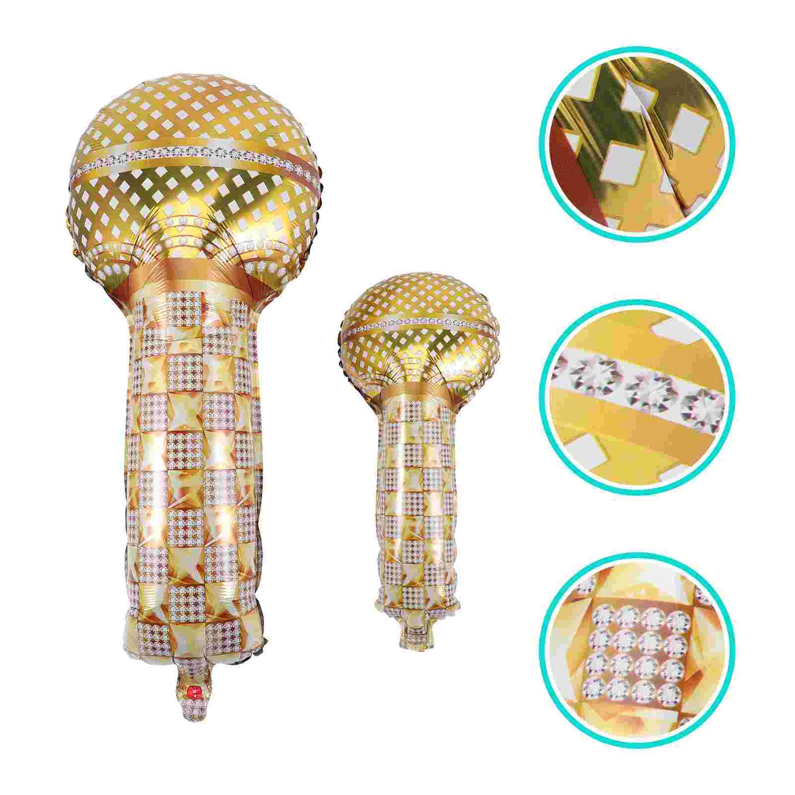 

Microphone Party Balloons Stoys Decorations Birthday Roll Inflatable Blowpretend Toysupplies Favors Star Prop Kids Costume Gold