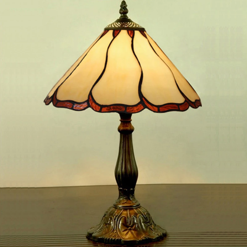 

Tiffany Table Lamp Minimalism Art Home Decoration Mediterranean Indoor Lighting Bedroom Desk Light Stained Glass LED Fixtures