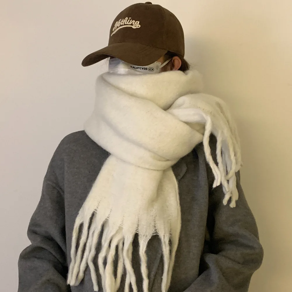 Новинка 2024 женский шарф на осень и зиму повседневный стиль однотонный шейный