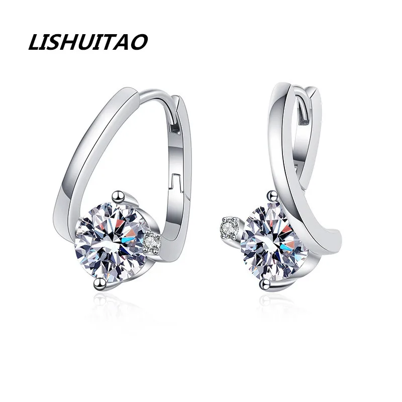 

New Jewelry Women's Sterling Silver S925 Silver Moissanite Earrings Women's Fashion Gold Plated 18K Seenwork Quality 1 Carat