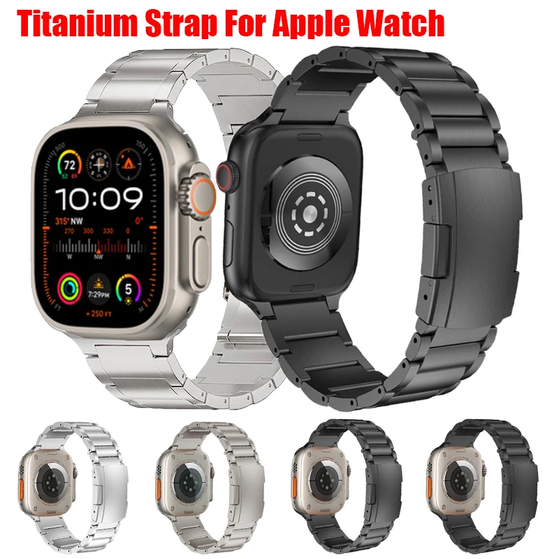

Роскошный титановый ремешок для Apple Watch Ultra 2 49 мм, цельнометаллический браслет для iWatch 9 8 7 6 5 45 мм 41 мм 42 мм 44 мм 40 мм 38 мм