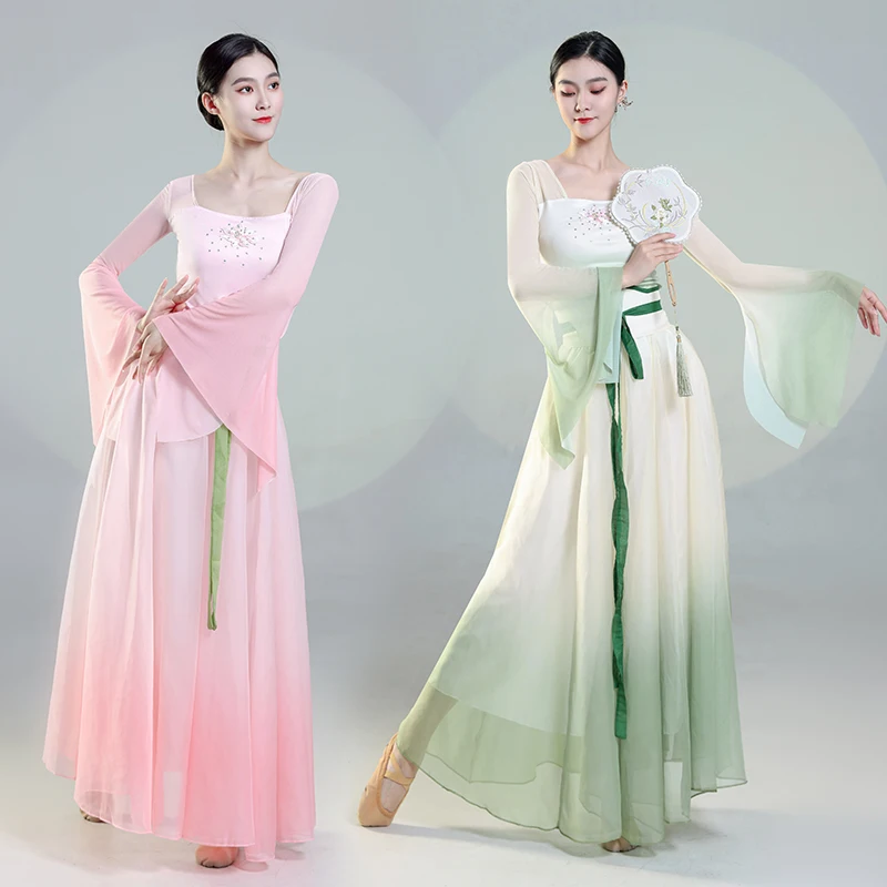 

Chinese Style Folk Dance Classical Dancer Performance Yangko Dance Practice Clothes Elegant National Oriental Fan Dance Clothing