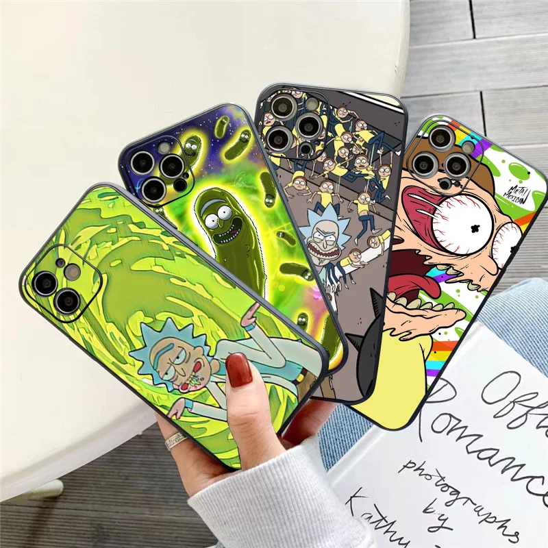 

Cartoon Rick And Morty Phone Case For Funda iPhone 11 12 13 Pro Max Mini X XR XS SE 2020 5 6 7 8 Plus Funda Etui Liquid Silicon