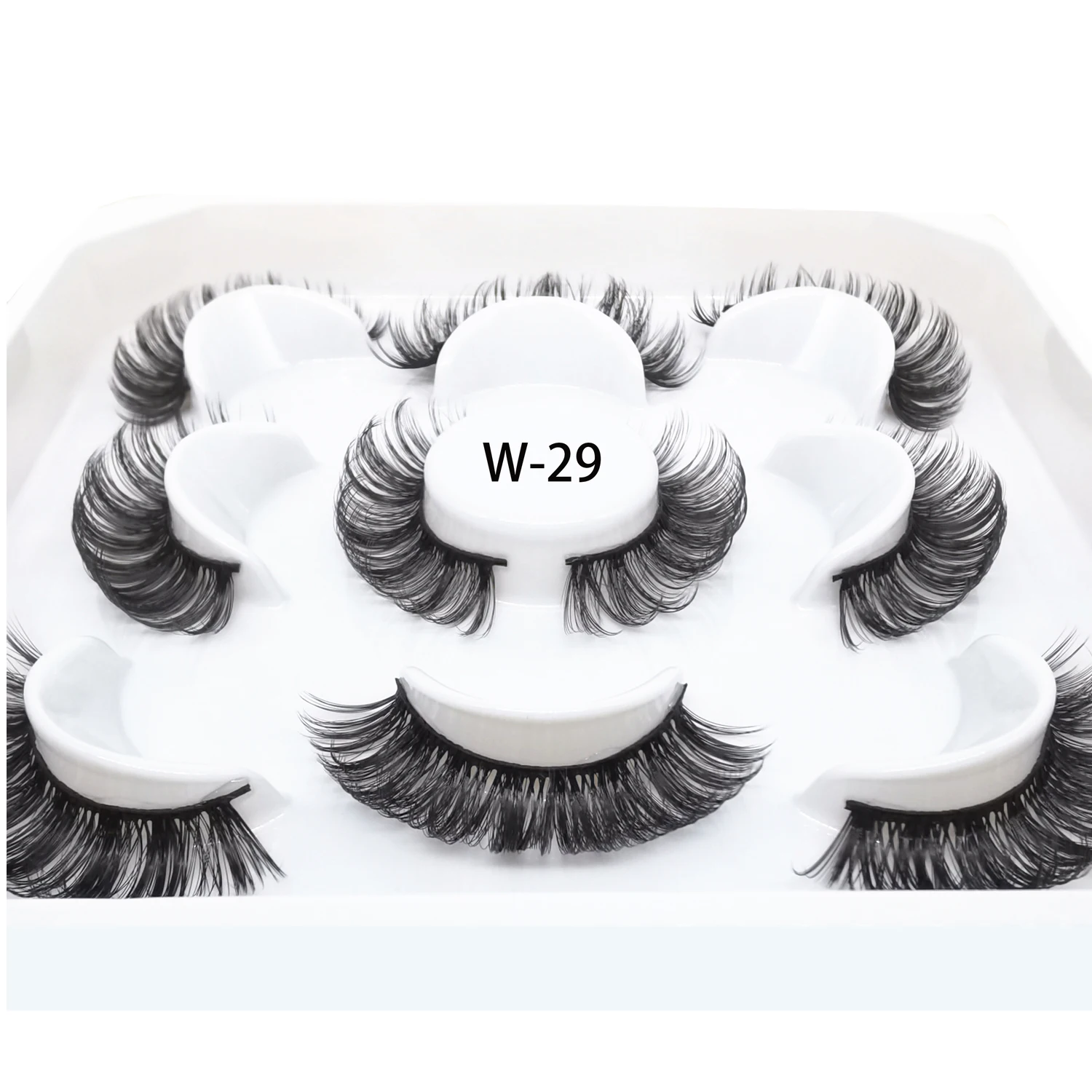 

5 Pairs Russian Strip Lashes False Eyelashes Fluffy Wispy Curly Eyelashes Natural Look 3D Faux Mink Lashes 18mm Lashes DD Curl