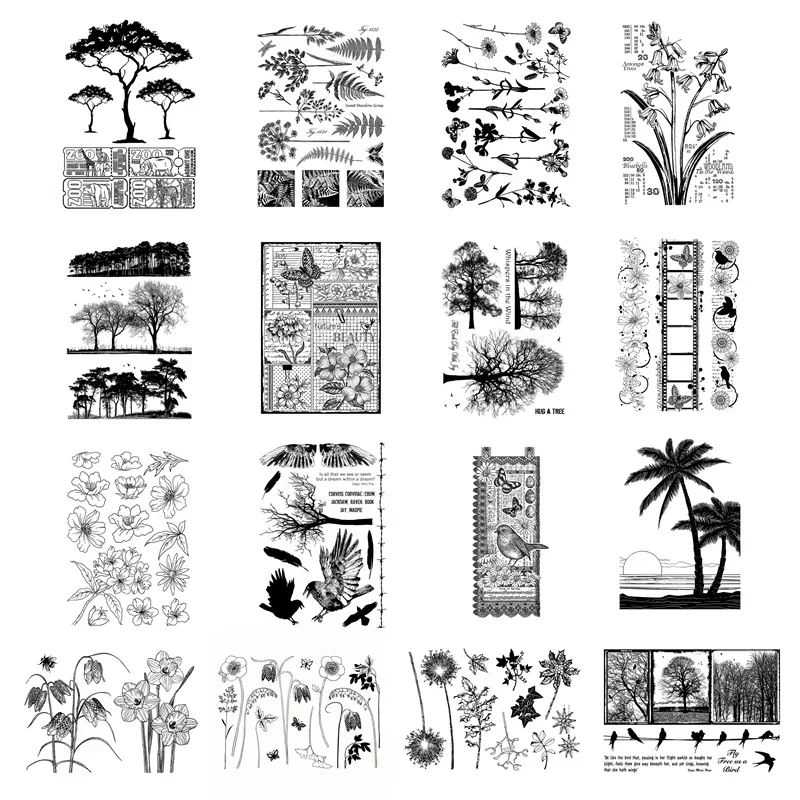 Новое поступление прозрачные штампы с растениями 2022 для изготовления бумаги