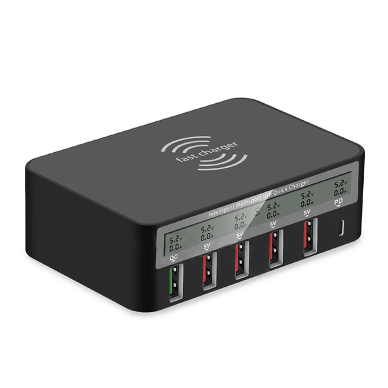 

iLEPO 6 Ports USB Charger QI Wireless Charger for iPhone11 X XS Samsung Xiaomi HUAWEI QC3.0 PD USB C Quick Charging Station