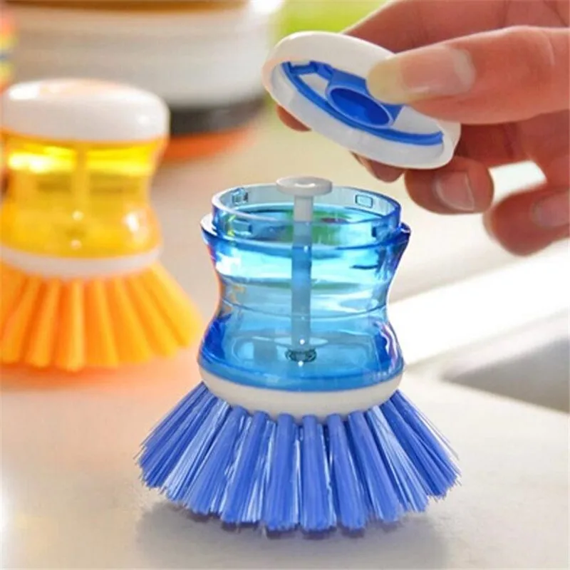 Kitchen 2 In 1 Handle Cleaing Brushes with Removable Brush Sponge Dispenser Wash Pot Dish With Soap Dispensers |