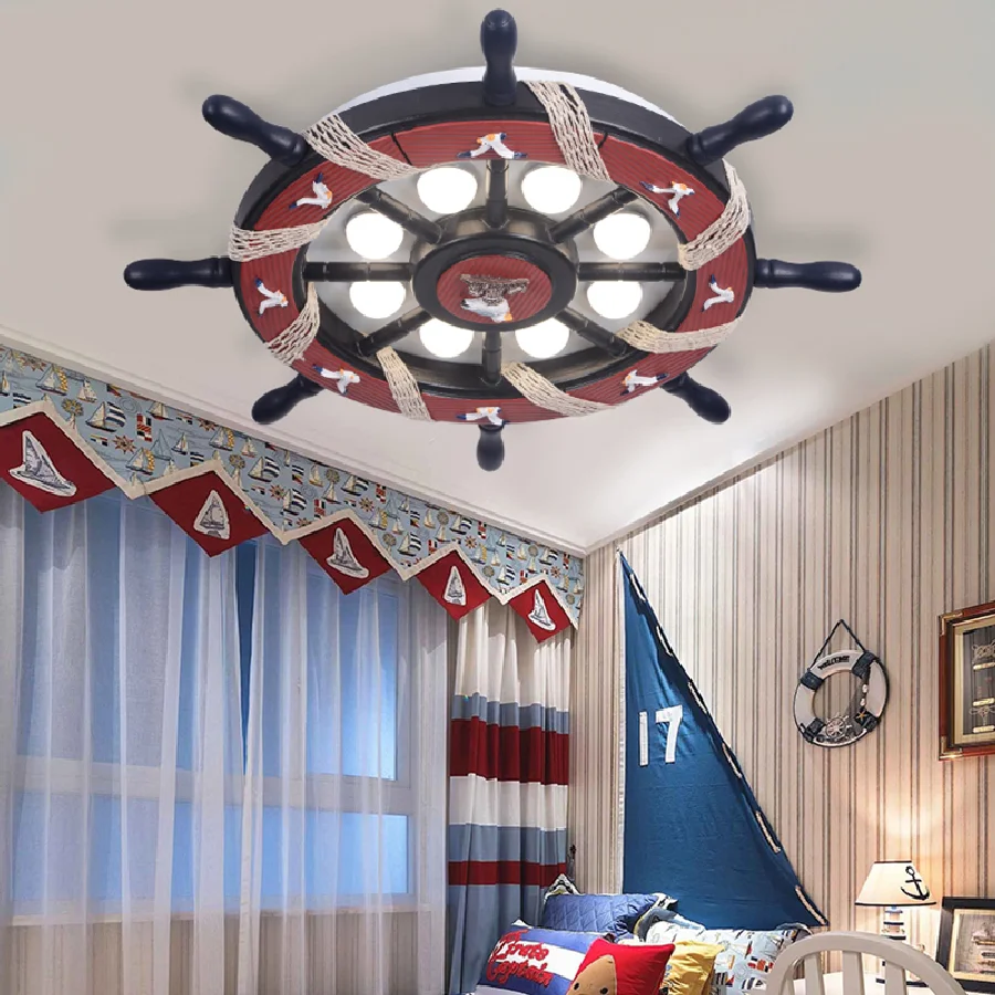 

Mediterranean sea rudder children's room bedroom decor smart led lamp lights for room ceiling light lamparas indoor lighting