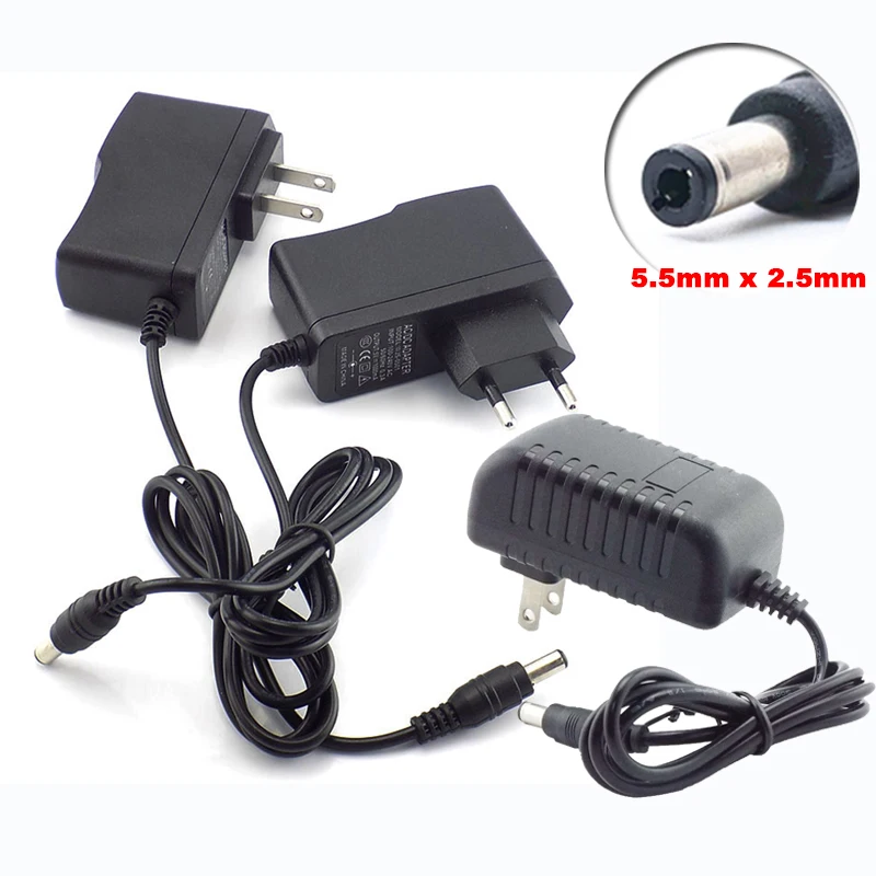 

AC DC Adapter 9V 1A 2A 3A Power Supply Unit Converter Charger For LED Strips Light CCTV Lamp US EU Plug 5.5mm x 2.5mm