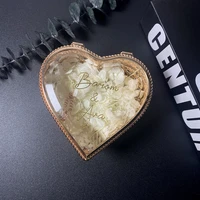 personalized clear glass jewelry box custom heart shape ring boxs necklace jewelrys storage hollow metal craft wedding gift
