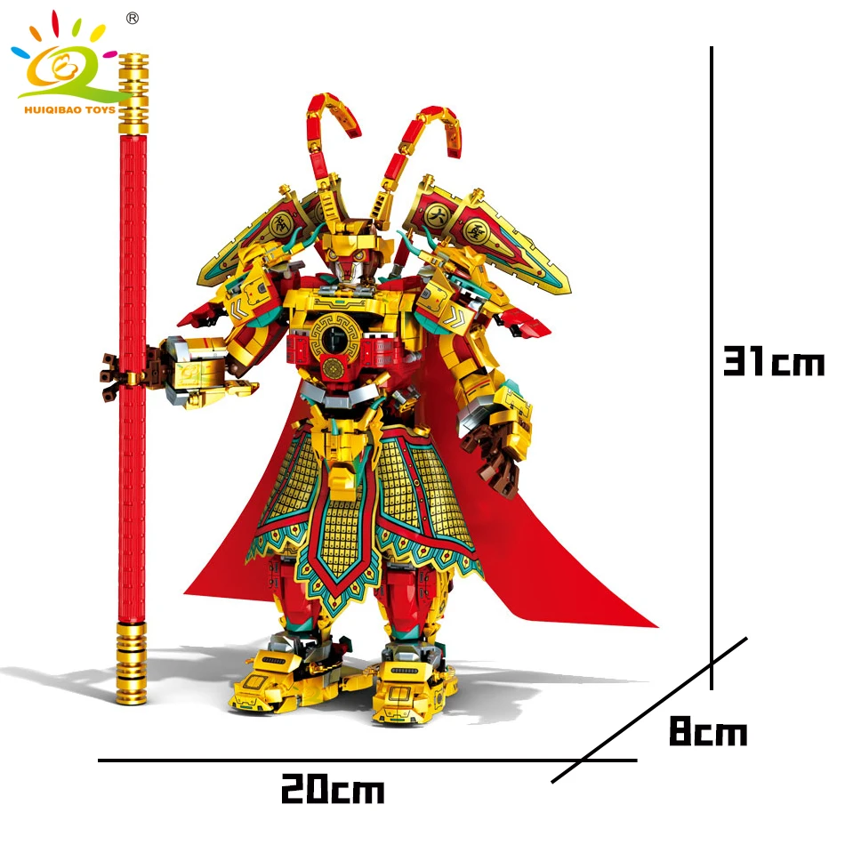 HUIQIBAO Monkey King Monk строительные блоки Sun Wukong Monkie Mecha фигурки город кирпичи набор