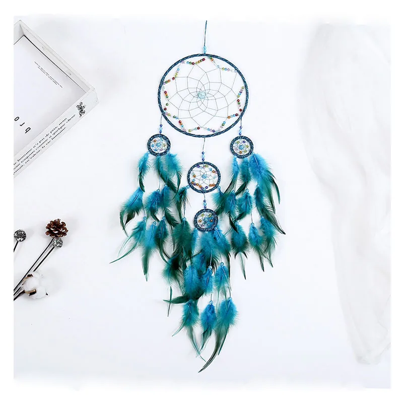 

Wall Hanging Decor Wind Chimes Dream Catcher As Gift Metal Round Feather Macrame
