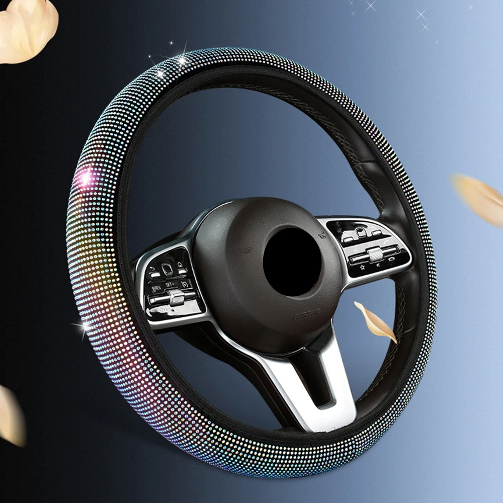 Блестящая Кожаная оплетка рулевого колеса автомобиля 15 дюймов 38 см прошитая