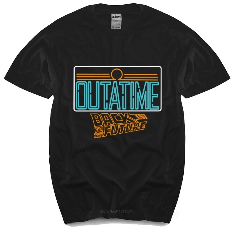 Футболка мужская с круглым вырезом черная неоновая рубашка логотипом Назад в