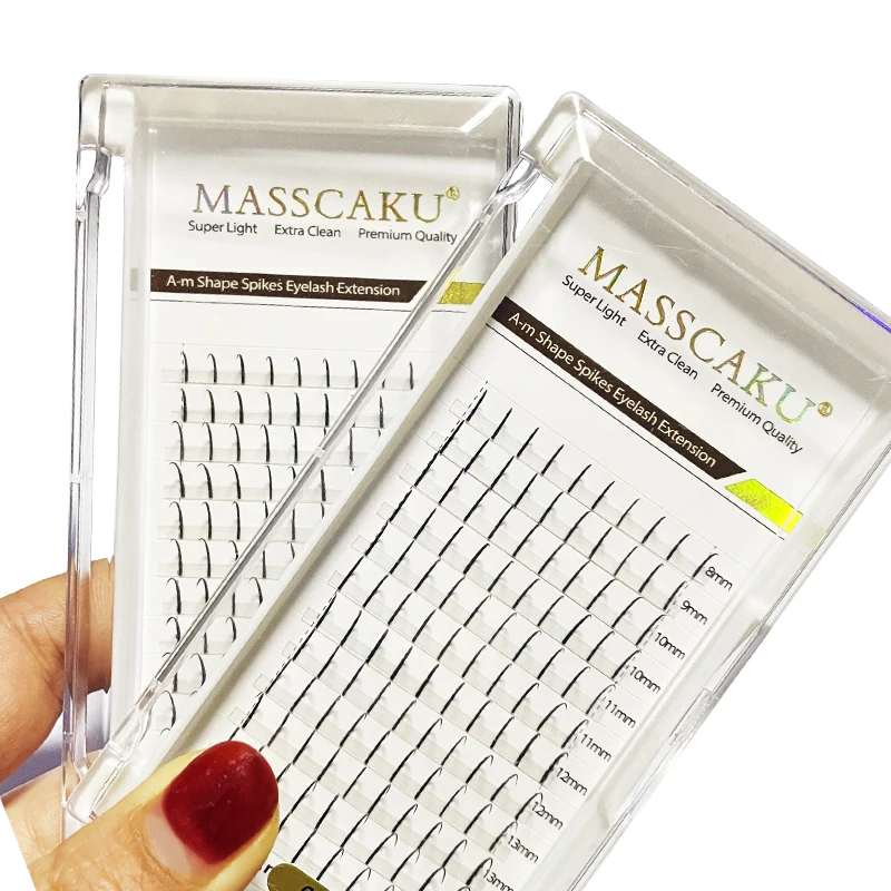 MASSCAKU Lashes New Premade Fans 8-15mm & Mix Length A/M Shape Spikes Eyelash Fluffy Individual Eyelashes Extension Supplies images - 6