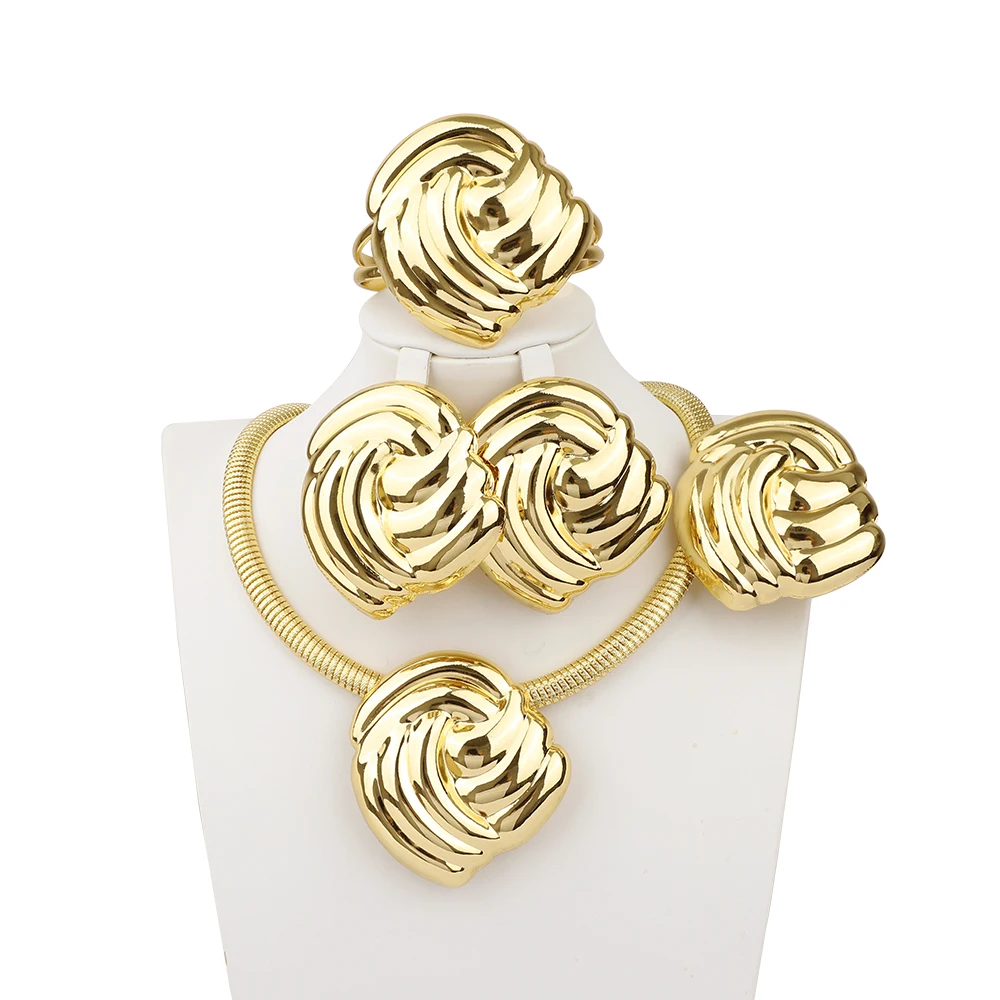 

Moroccan Fashion Luxury Quality Jewelry Gold Color Necklace Earrings Bracelet Rings Women's Jewelry Set Wedding Dress Accessorie
