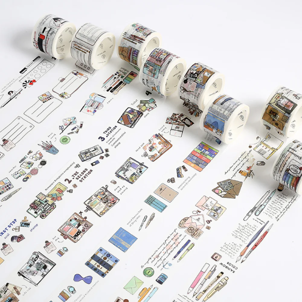 

1pc Creative Life Series Washi Tape 15mm*7m Cartoon Masking Tape Kawaii Stationery DIY Scrapbooking Journal Decorations
