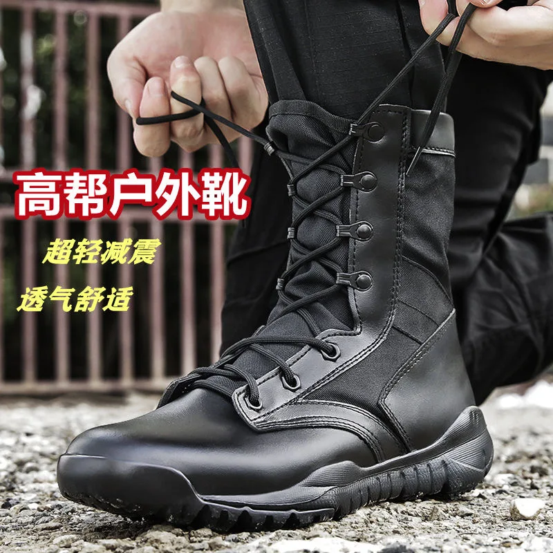 

Spring Summer Tactical Boots For Men Brand Fashion Military Footwear for Man Anti Slip Combat Boots Mens Rubber Motorcycle Boots