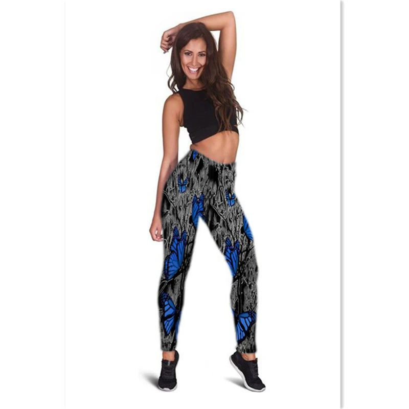 

Women's bottoms trousers butterfly 3d printing leggings casual pants leggings fresh retro leggings sports fitness yoga pants