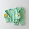 Winter Warm Baby Girl Boy Clothes Set Embroidery Thicken Fleece Sweatshirt + Pant Baby Boy Tracksuit Toddler Girl Clothes Korea 4