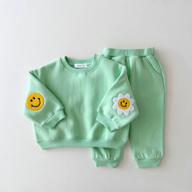 Winter Warm Baby Girl Boy Clothes Set Embroidery Thicken Fleece Sweatshirt + Pant Baby Boy Tracksuit Toddler Girl Clothes Korea 4