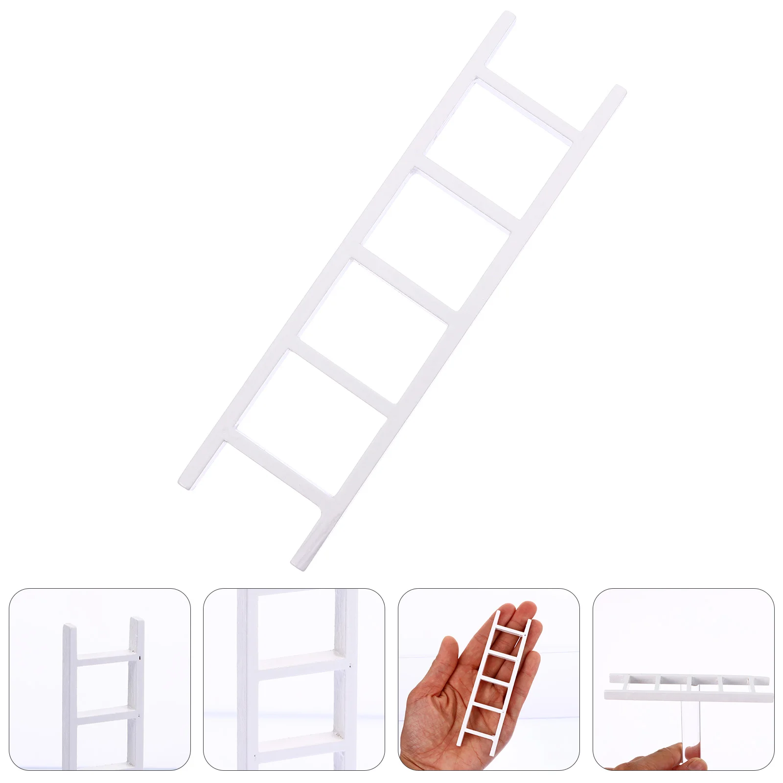 

Mini Wooden Step Ladder Fairy Furniture Ladder DIY Dollhouse Decor (White)