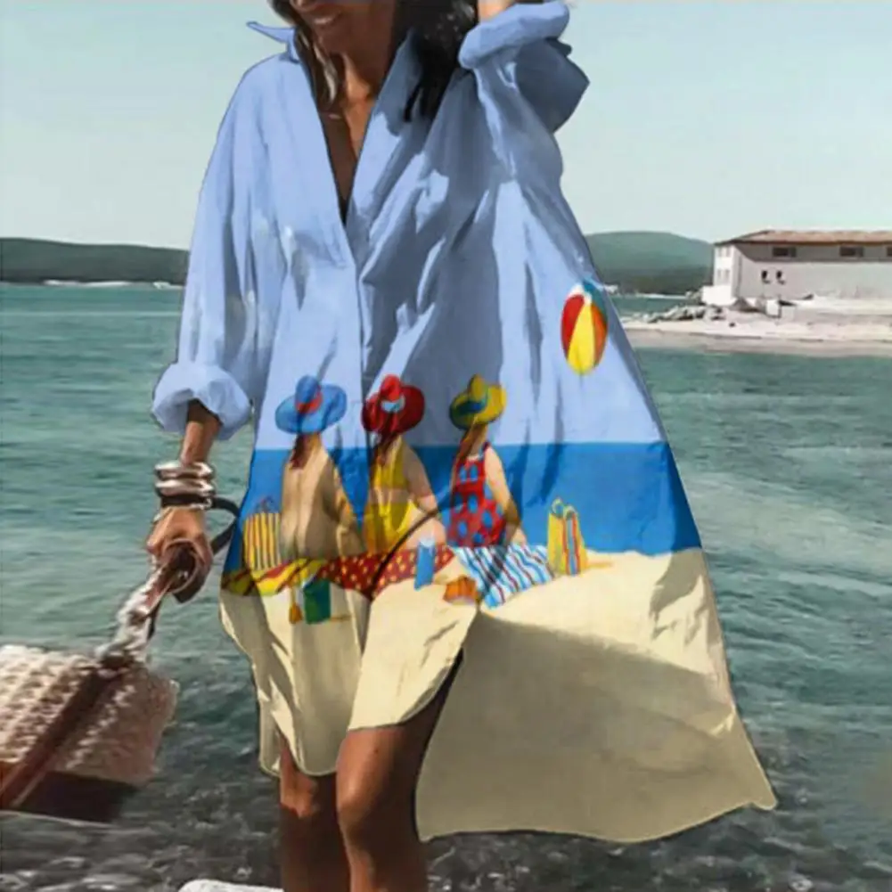 

Terrific Beach Dress Lightweight Cardigan Lady Dress Single-breasted Beach Dress