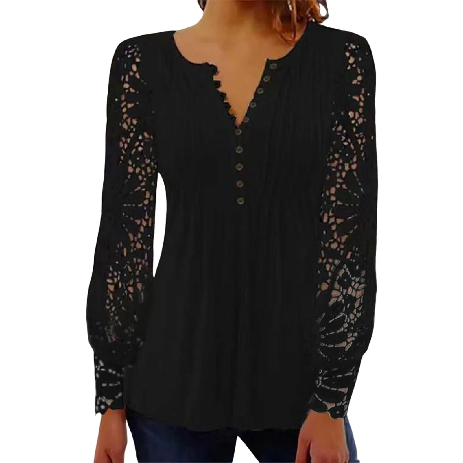 

Fashion Long Sleeve Ladies Shirt Round Neck Button Design Long Sleeve Shirt for Formal Daily Party Ball