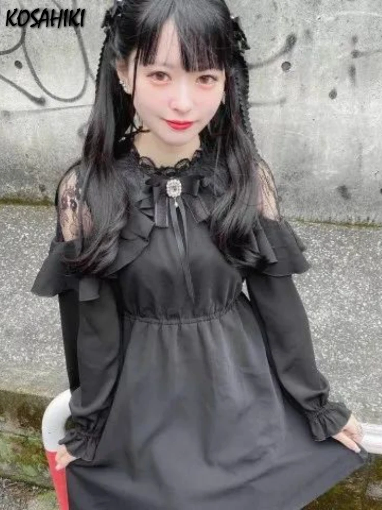 Женское кружевное Прозрачное платье миди милое винтажное лоскутного покроя с