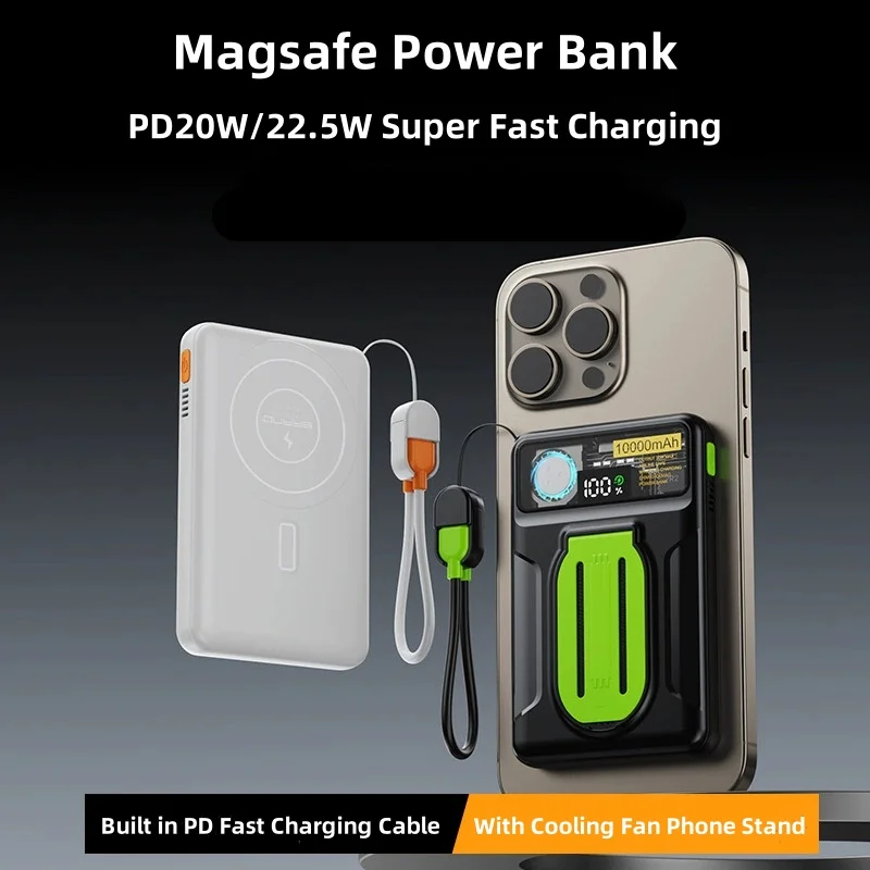 Магнитный беспроводной внешний аккумулятор емкостью 20000 мАч 22 5 Вт быстрая