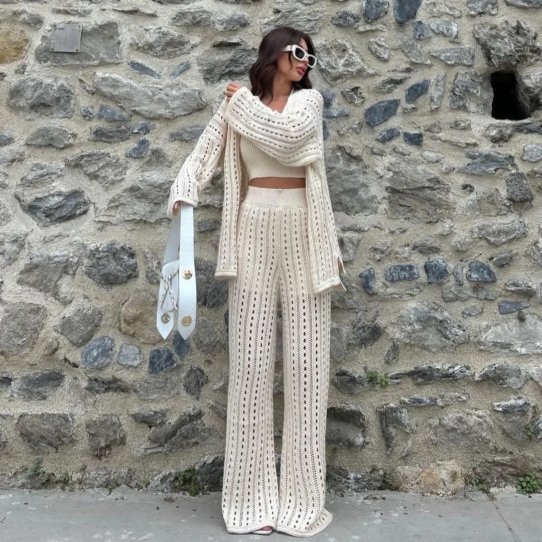 Сексуальный пикантный вязаный костюм в американском стиле женский