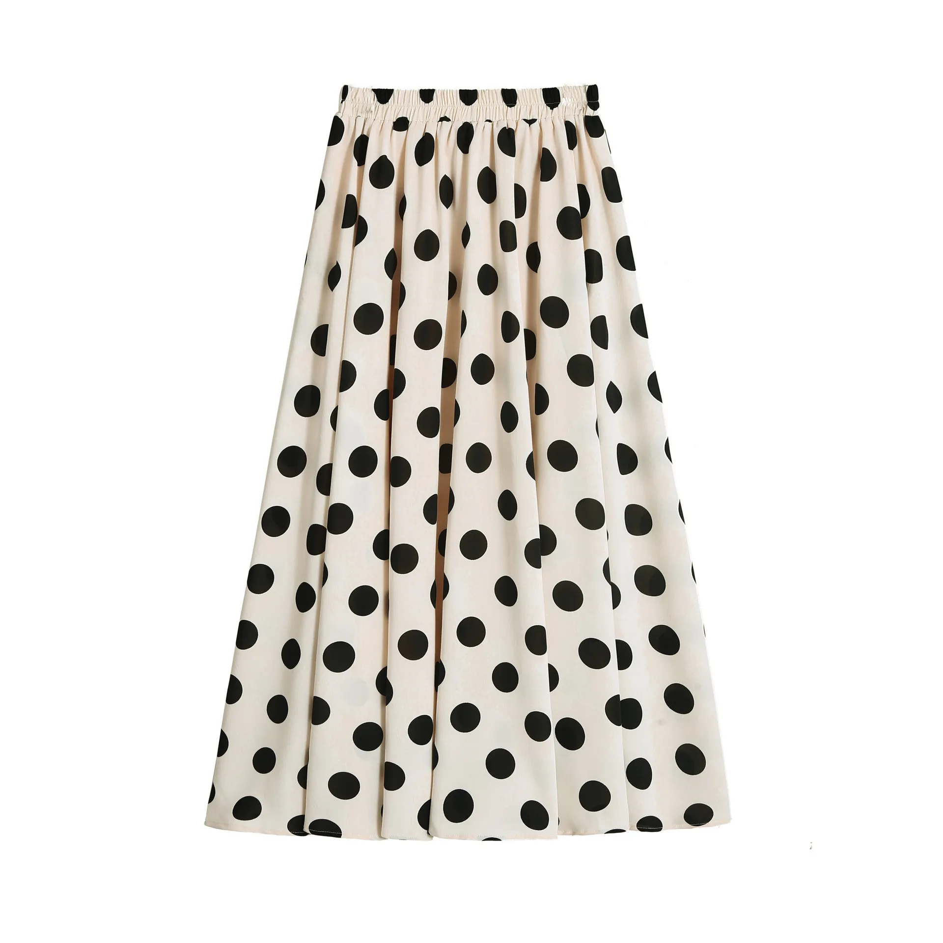 Женская длинная офисная юбка в горошек элегантная шифоновая с высокой талией