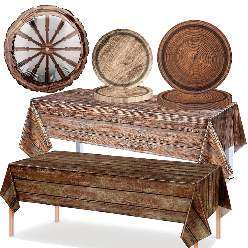 Скатерть под дерево одноразовые пластиковые прямоугольные скатерти тарелки