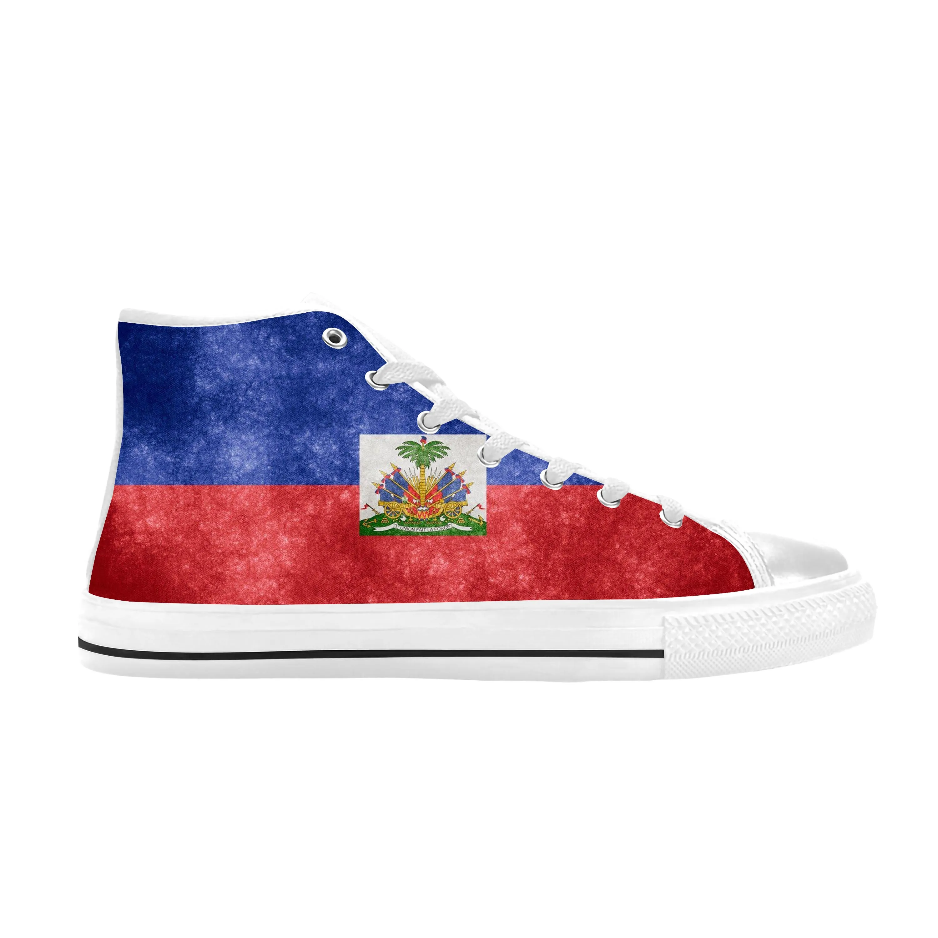 

Haiti Haitian Flag Patriotic Pride Funny Fashion Casual Cloth Shoes High Top Comfortable Breathable 3D Print Men Women Sneakers