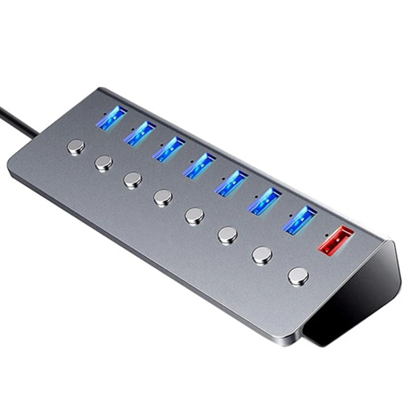 

8-Port Docking Station Hub Hub USB3.0 Splitter with Independent Switch Extender with Charging Port for Computer,US Plug