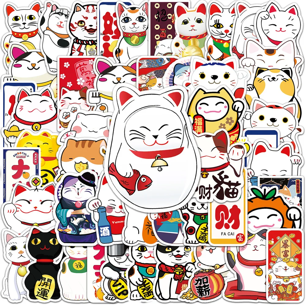 Фото 10/30/50 шт. Kawaii Maneki Neko Luck мультяшный кот наклейки граффити чехол для ноутбука и телефона автомобиль водостойкая милая наклейка детские игрушки №3