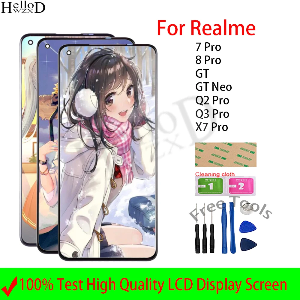 

Original For Oppo Realme 7 8 Pro GT Neo Q2 Q3 Pro X7 Pro LCD Display Touch Screen Digitizer Assembly Replacement