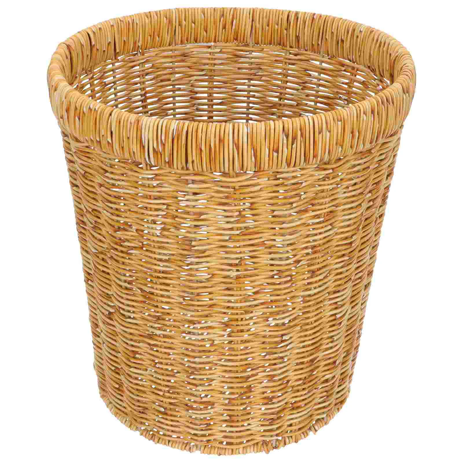 

Farmhouse Woven Kitchen Rattan Woven Trash Can Bathroom Waste Basket Waste Paper Basket Waste Woven Basket