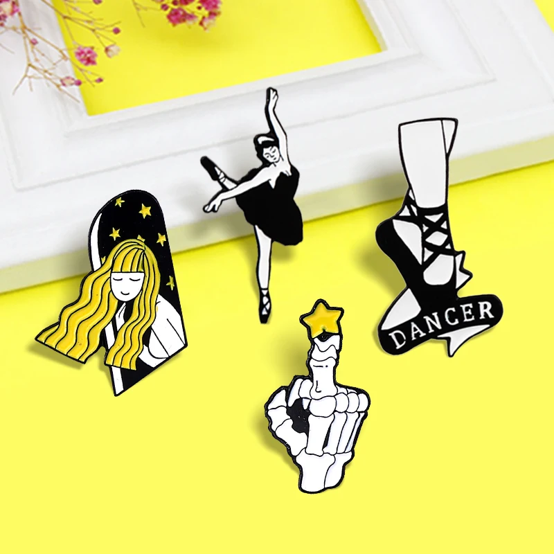 Эмалированная булавка с изображением милых девушек балерины разных пожеланий