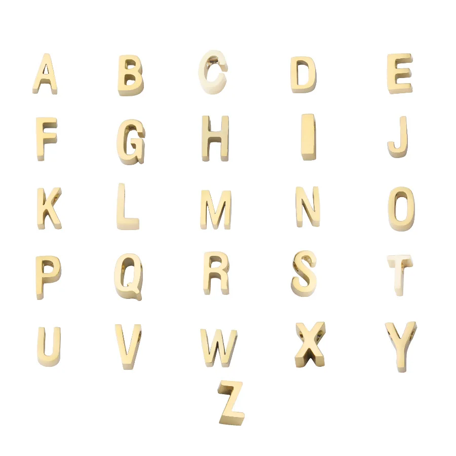 

26pcs/lot 8mm Stainless Steel A-Z 26 Letters Beads Rose Gold Steel Gold Small Alphabet letter Beads DIY Jewelry Making