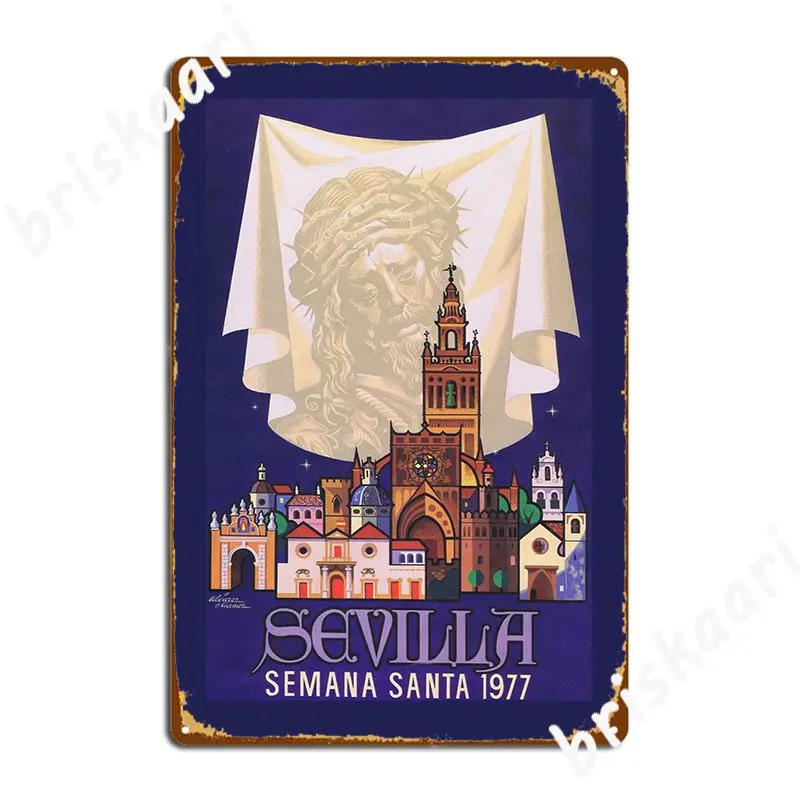 Vintage Easter Poster Seville 1977 Poster Metal Plaque Design Wall Cave Wall Decor Living Room Tin Sign Posters