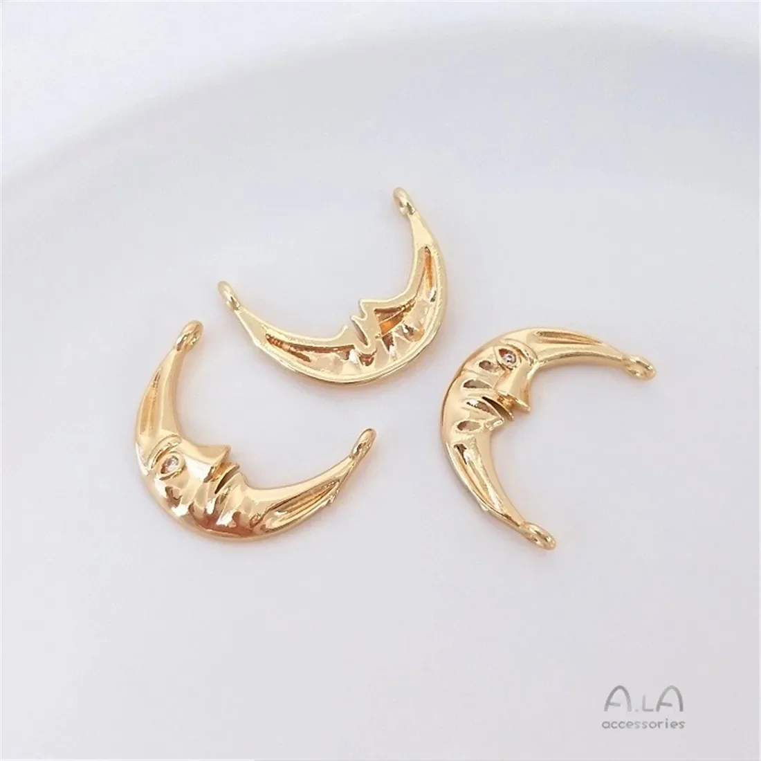 14 К позолоченный медный кулон из настоящего золота с луной и солнцем для лица