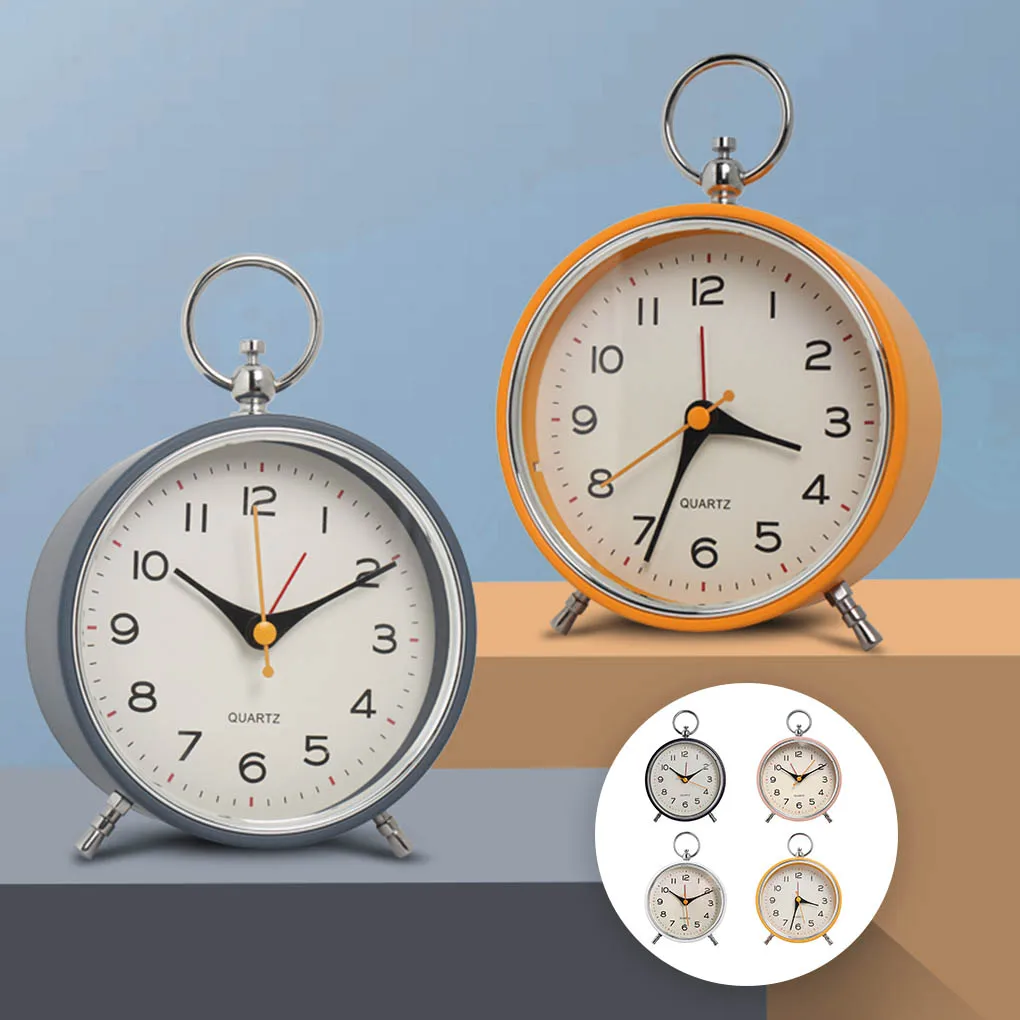 

Часы настольные в стиле ретро с будильником, винтажные бесшумные портативные настольные часы в европейском стиле, не тикающие, черные
