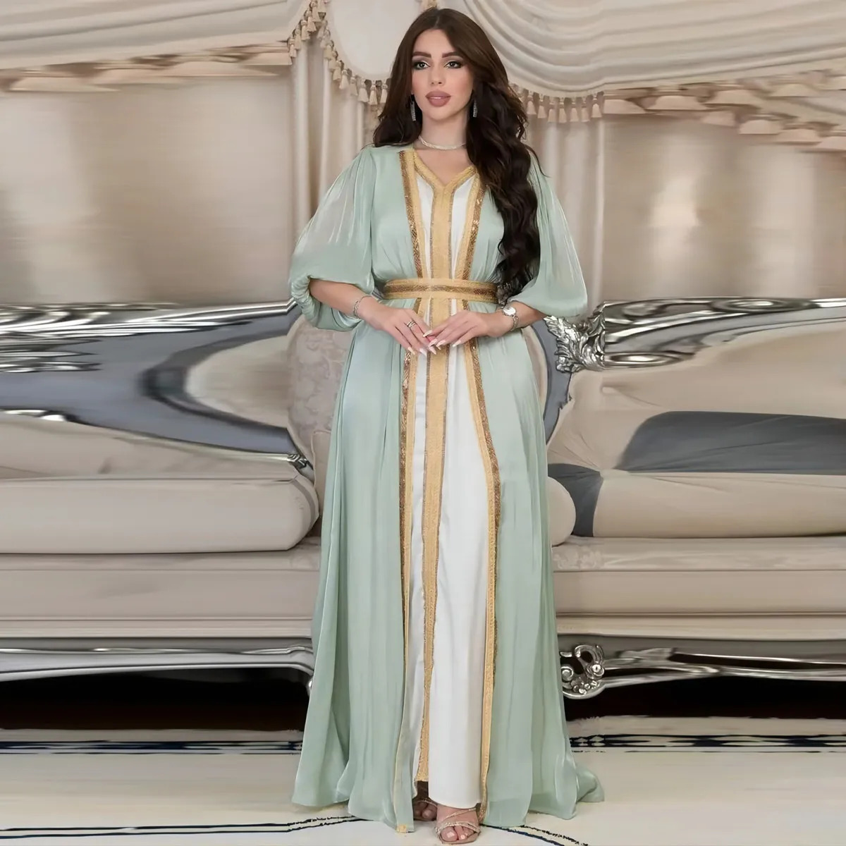 Morocco Prom Party Dress Women Abaya 3 Piece Set Turkey Dubai Muslim Clothing Kaftans Evening Long Dresses Robe Eid Vestidos