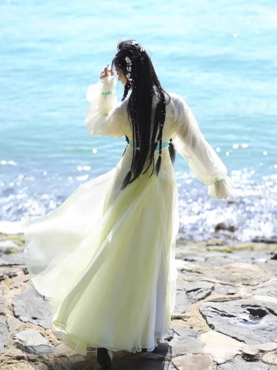 Фото Реплика Gu Yuelou Chang Yue Jin Ming тот же стиль Hanfu белый олень украшение Sangjiu тот же стиль периферийные струящиеся большие юбки №3