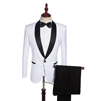 white groom wear groomsmen suits 2022 mens business suit shawl one button 2 pieces mens suits slim fit costume homme