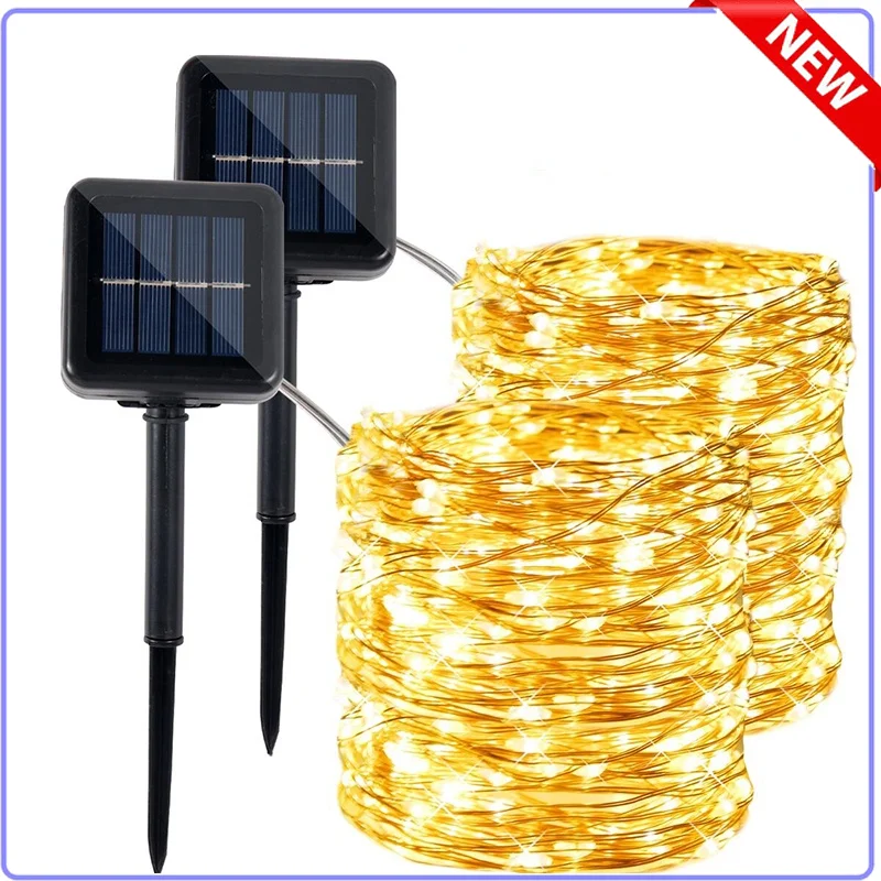 7M 12M 22M LED Solar Lamp Outdoor Fairy Holiday Christmas String Lights Decor Party Garland Garden Waterproof on - 7М 12М 22М СВЕТОДИОДНАЯ Солнечная лампа на открытом воздухе Феерические праздничные рождественские гирлянды для украшения и оформления вечер