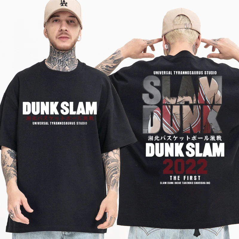 

Мужская футболка с рисунком аниме slam dunk, Мужская хлопковая футболка большого размера с коротким рукавом, женский топ, модная летняя одежда для пары