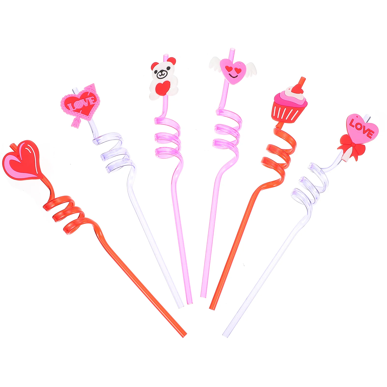 

6pcs Straws Beverage Straws Drinking Straws Plastic Straws Cartoon Straws for Party